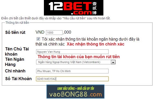 hướng dẫn rút tiền 12bet
