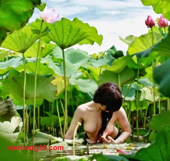 Thiếu nữ Nude bên hồ sen 5