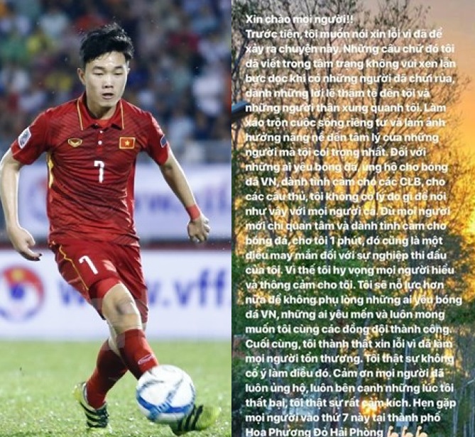 xuân trường xin lỗi fan