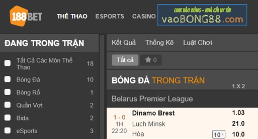 Bet188 - my188 - 188live - Link dự phòng 188bet