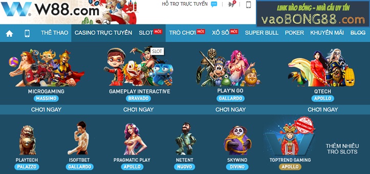 Hướng dẫn chơi Slot game tại W88