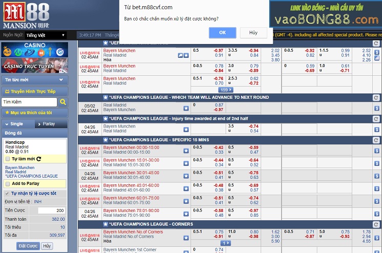 Hướng dẫn cách chơi cá độ bóng đá tại nhà cái M88