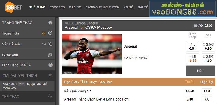 Link vào 188bet bằng điện thoại